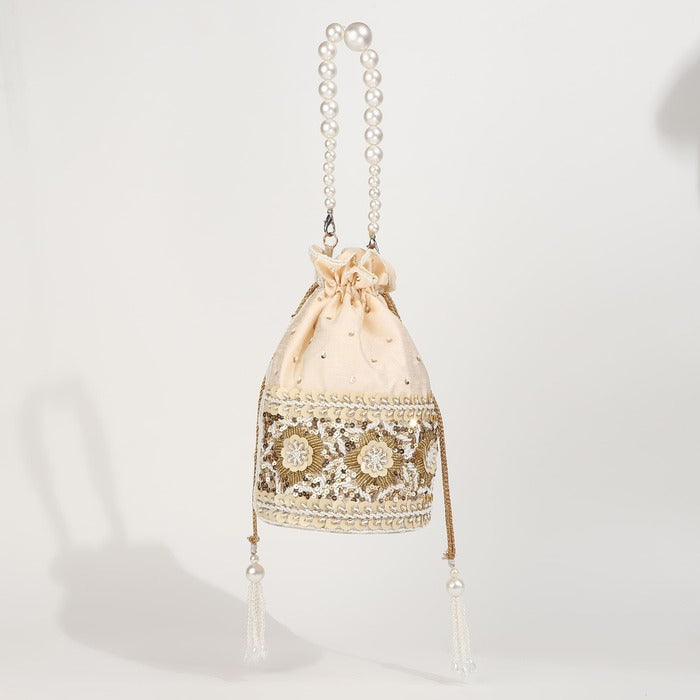 Ama Potli Bag with Pearl Handle