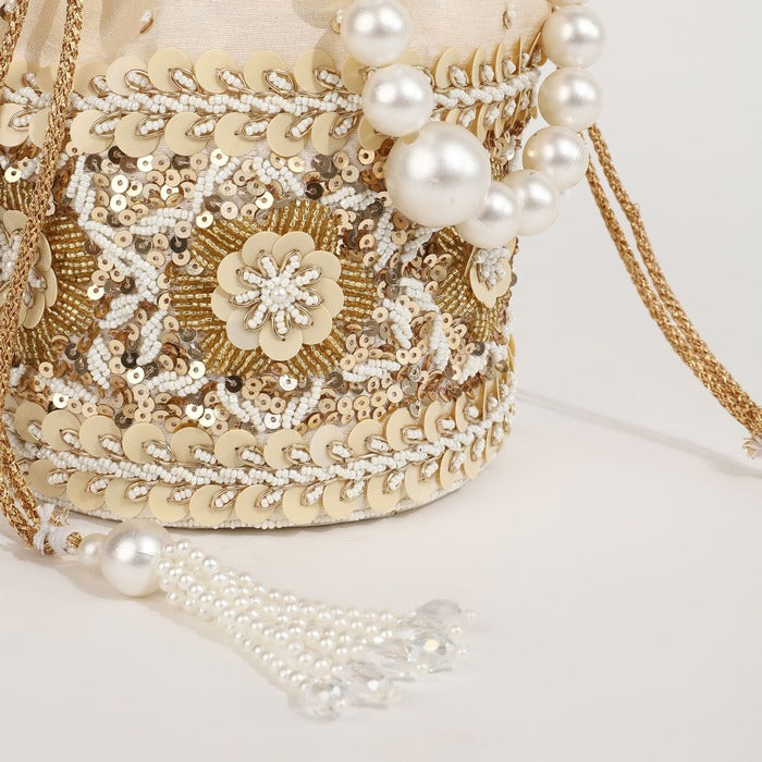 Ama Potli Bag with Pearl Handle