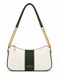 Elle Ivory Green Colorblock Chain Strap Shoulder Bag