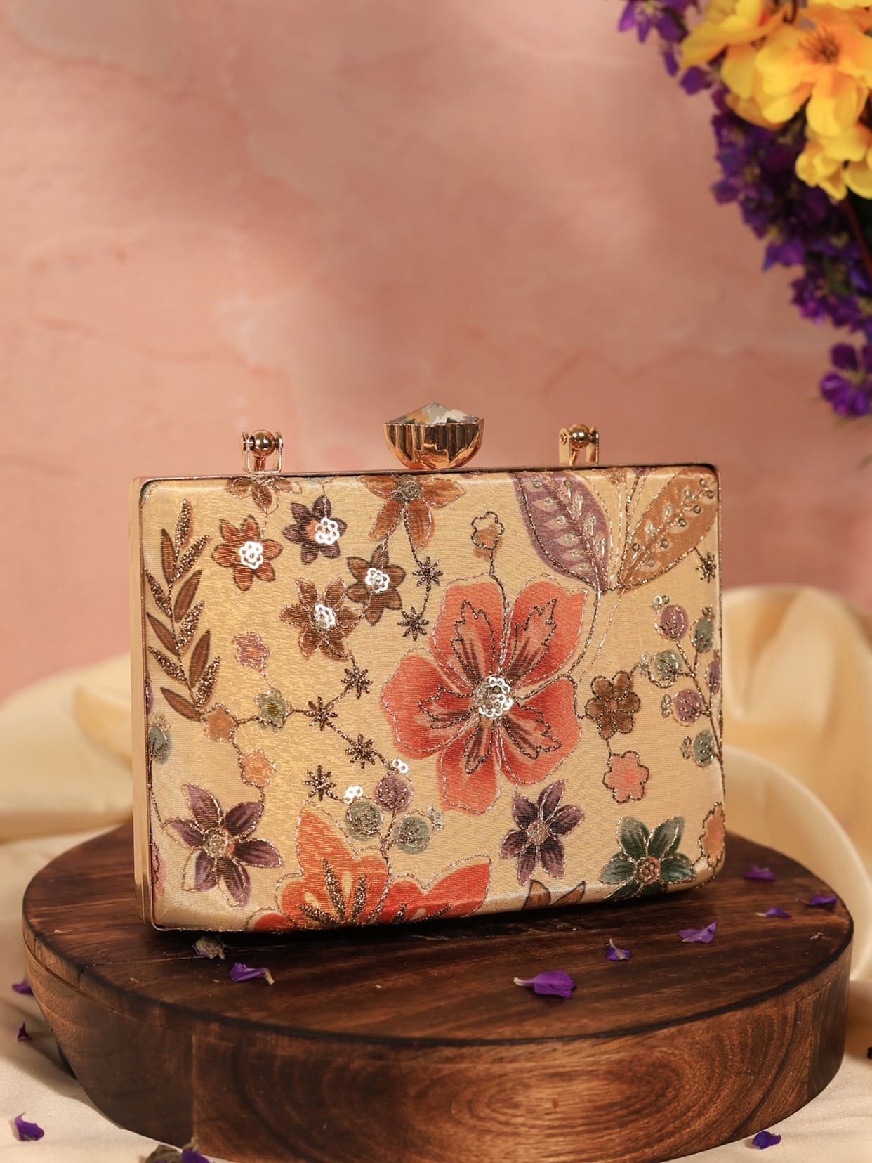 Petal Beige Casket Clutch