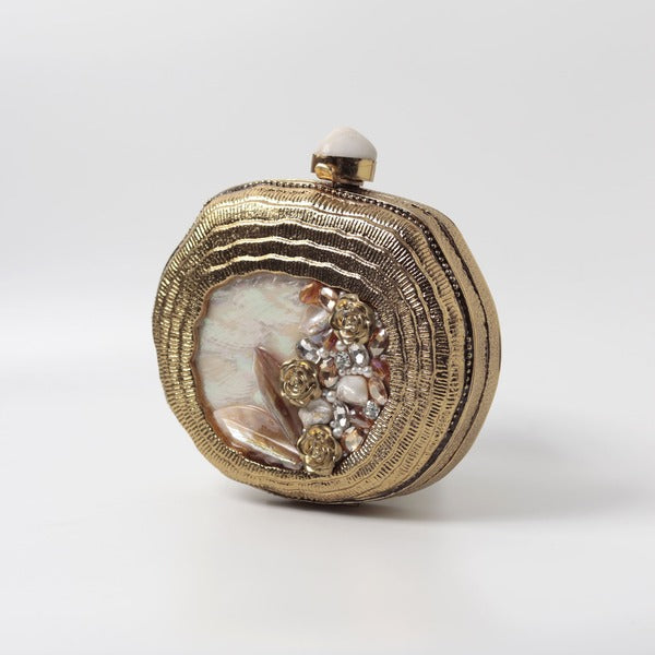 Nazakat Combo - Sana Mother of Pearl Clutch and Twinkle Gold Potli Bag