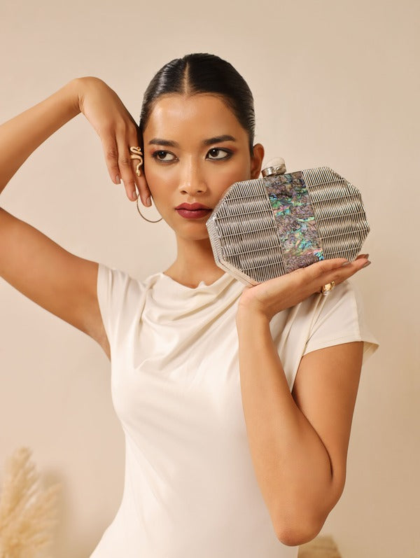 Misha Silver Mother of Pearl Clutch