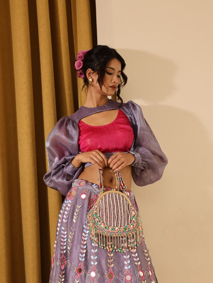 Sona Pearl Tasselled Batua with Detachable Handle