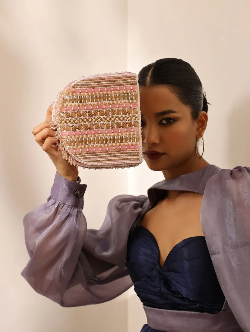 Asma Pink Flap Over Bag with Handle - The Tan Clan