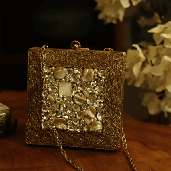 Aafreen Embellished Brass Clutch