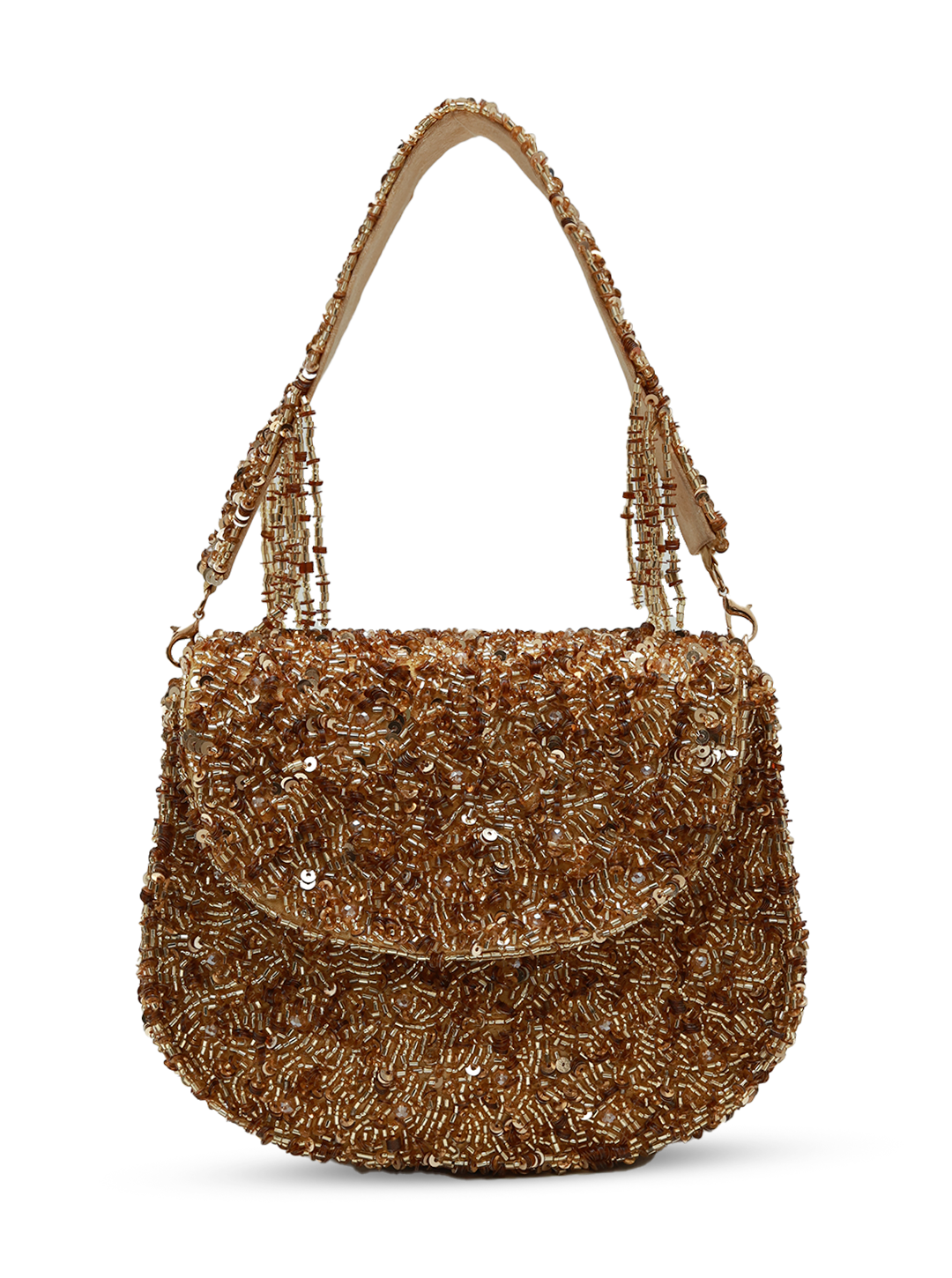 Amy Gold Flap Over Bag by The Tan Clan, stylish clutch with gold finish and flap closure, perfect for elegant accessories.