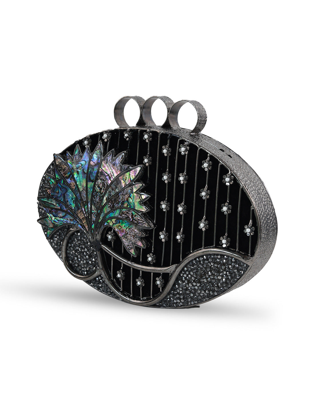 Nina Brass Clutch from The Tan Clan featuring a sleek, metallic finish and compact design for elegant evening use.