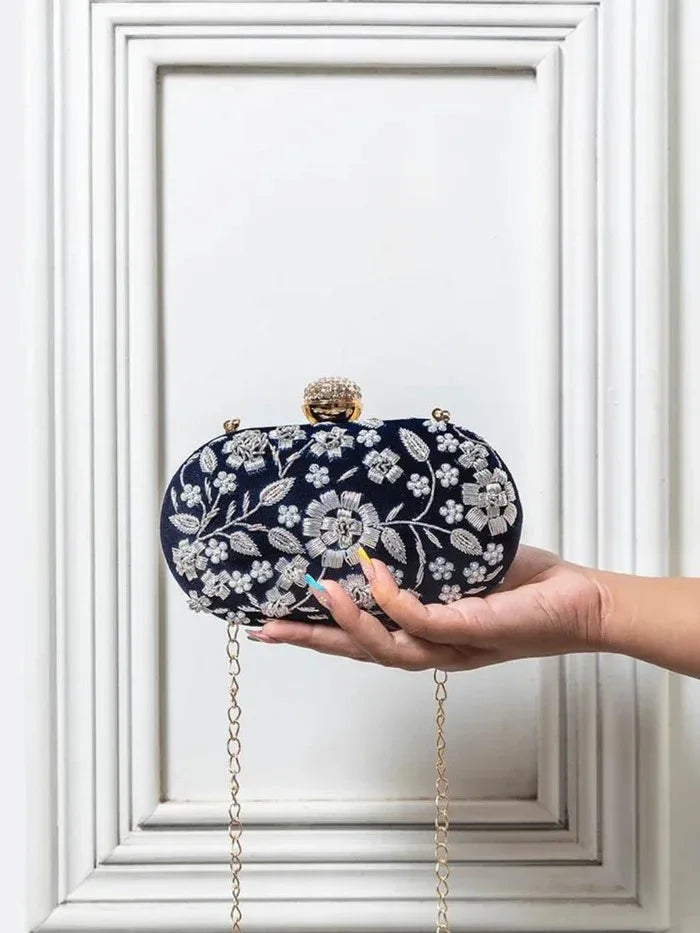 Baiza Zardozi Hand Embroidered Clutch - The Tan Clan