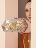 Fatima Silver Embellished Brass Clutch