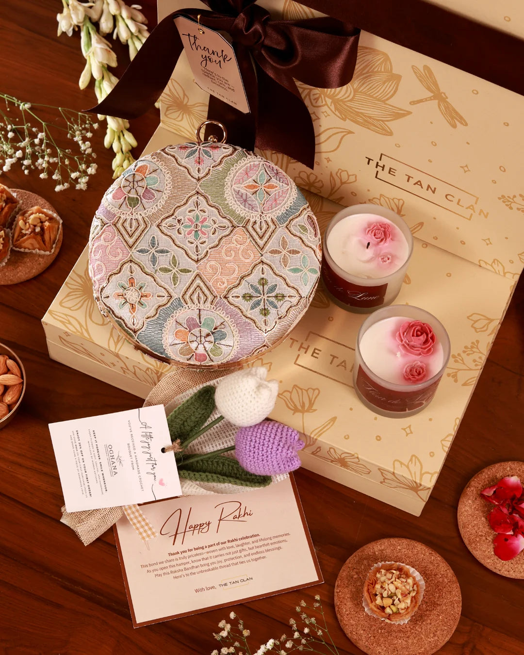 Floral Grace Hamper Mughal by The Tan Clan featuring a decorative floral design on a traditional Mughal-style container.