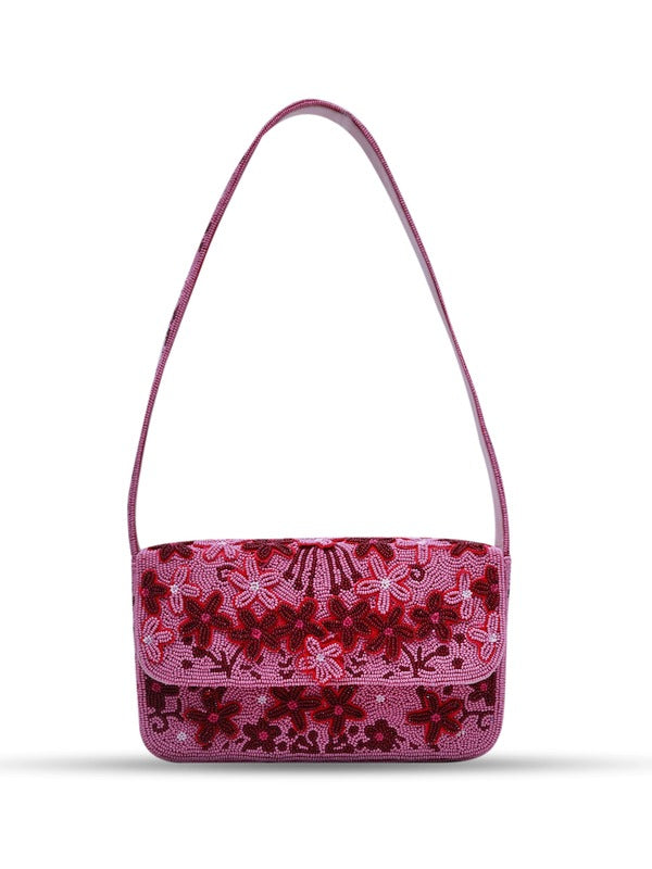Orchid Baguette Bag with Handle by The Tan Clan, stylish leather handbag with top handle and elegant design.
