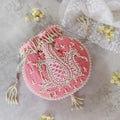 Sukoon Hand Embroidered Potli with Pearl Handle - Pink