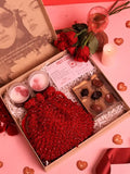 Sweet-Candle Gift Set - Rosa Potli with Candle & Chocolate (Set of 3)
