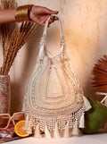 Nora White Tasselled Potli Bag
