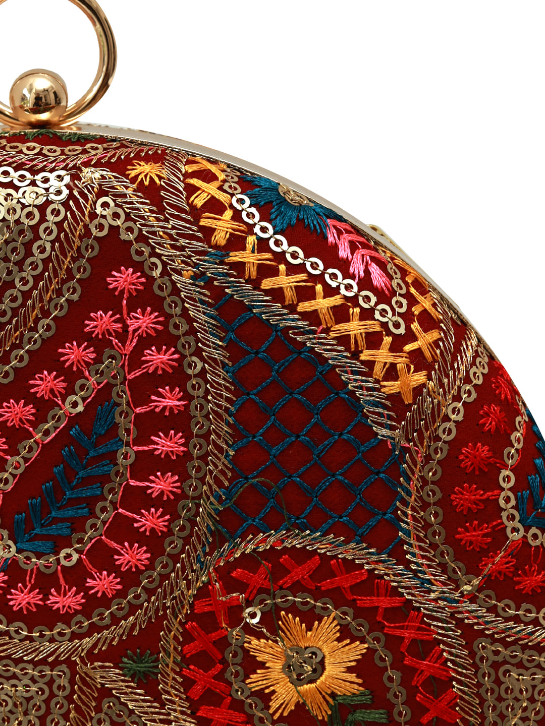 Multicolor Motif Round Clutch