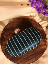 Glow Blue Sequins Oval Clutch