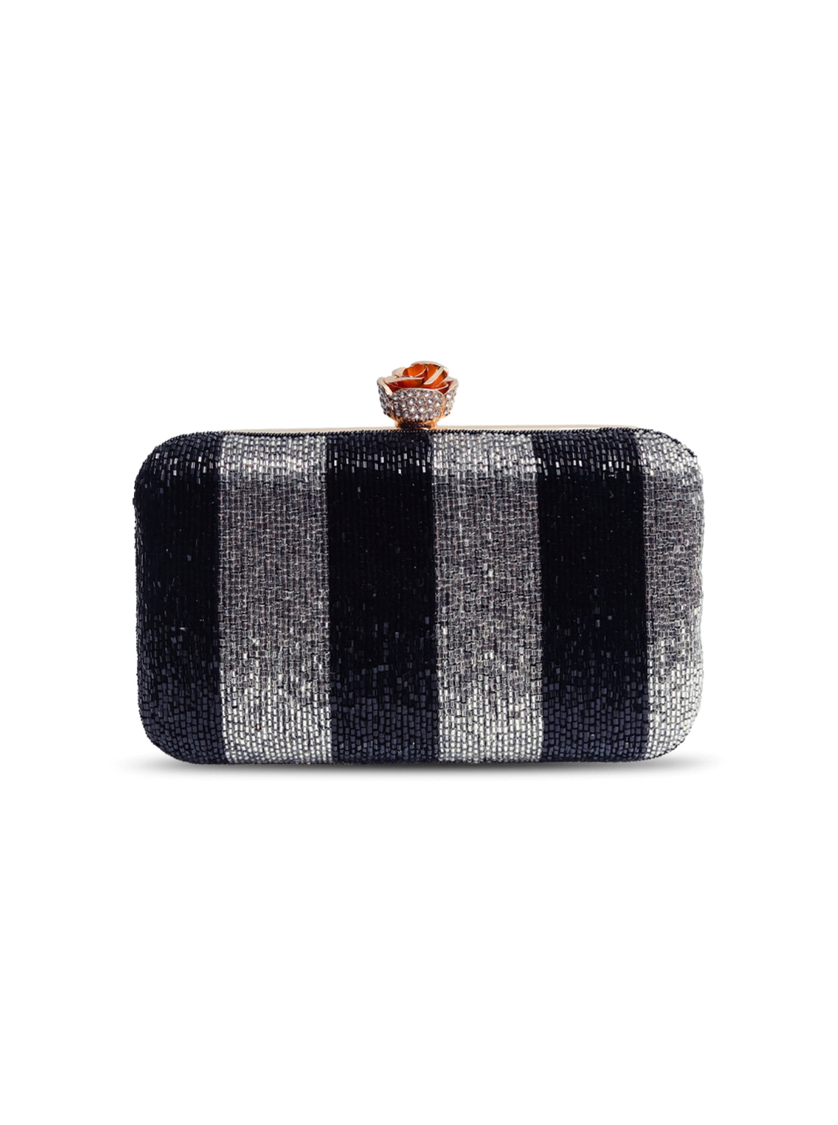 Afshaan hand-embroidered clutch by The Tan Clan featuring intricate embroidery and a sleek, compact design for elegant occasions.