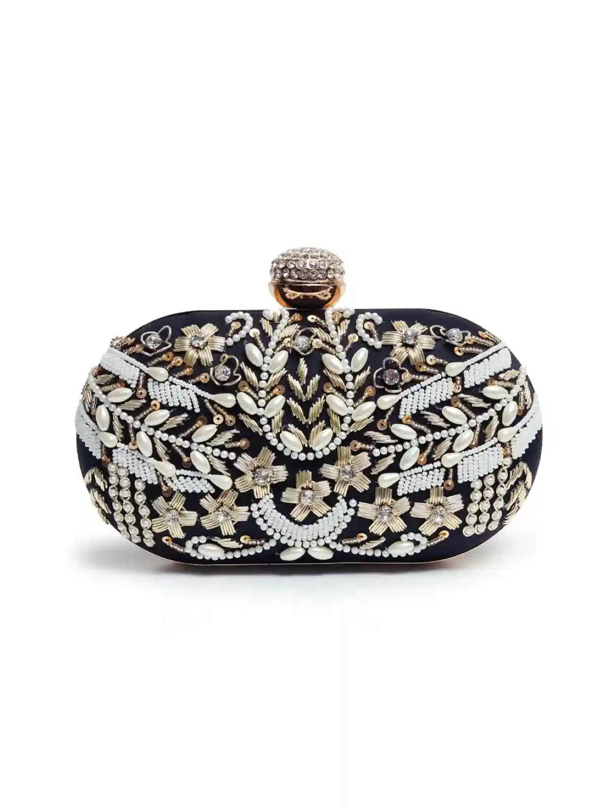 Elizah Black Zardozi Hand Embroidered Clutch