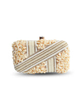 Hand embroidered Saliha clutch by The Tan Clan featuring intricate embroidery and compact design, perfect for stylish occasions.