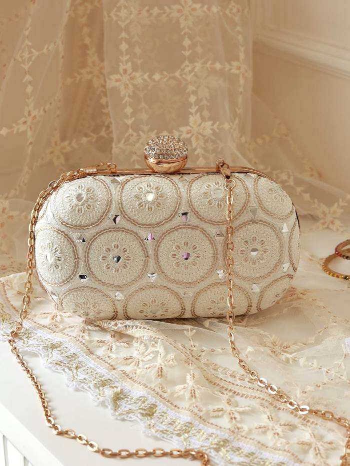 Inaara Peach Oval Clutch