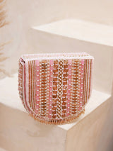 Pink Asma flap over bag with handle by The Tan Clan, stylish leather accessory with adjustable strap and gold hardware.
