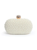 Asad All White Pearl Hand Embroidered Clutch