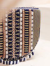 Asma Blue Flap Over Bag with Handle by The Tan Clan, featuring a stylish flap closure and durable handle.