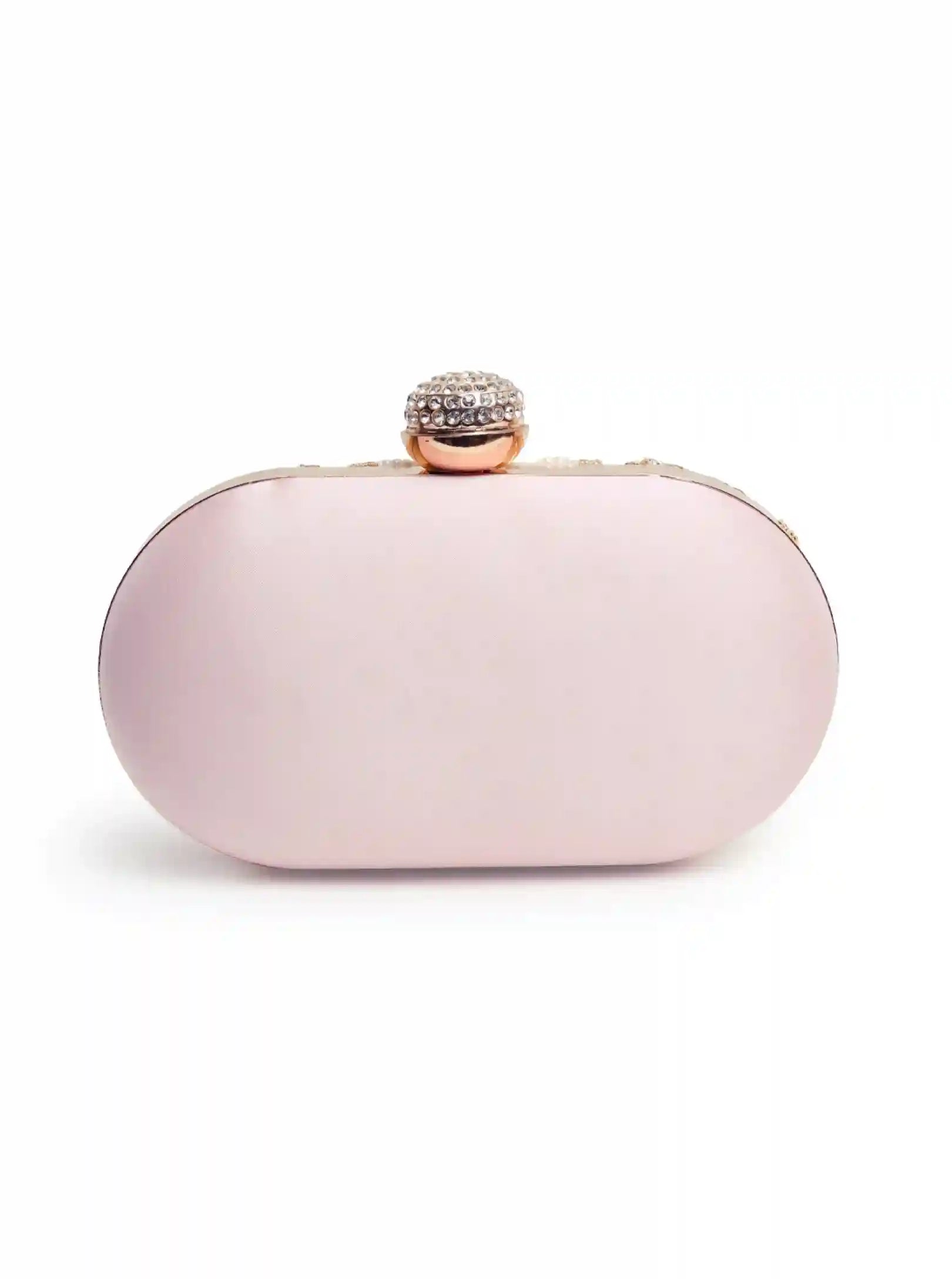 Elizah Baby Pink Zardozi Hand Embroidered Clutch