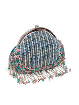 Pearl tasselled batua bag with detachable handle by The Tan Clan, featuring intricate detailing and traditional design.
