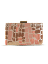 Coral Sleek Peach Clutch from The Tan Clan with gold clasp and compact design, perfect for evening or special occasions.