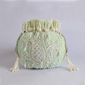 Sukoon Hand Embroidered Potli with Pearl Handle - Blue
