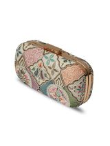 Mughal Long Clutch by The Tan Clan featuring intricate traditional embroidery and elegant design on a long fabric clutch.