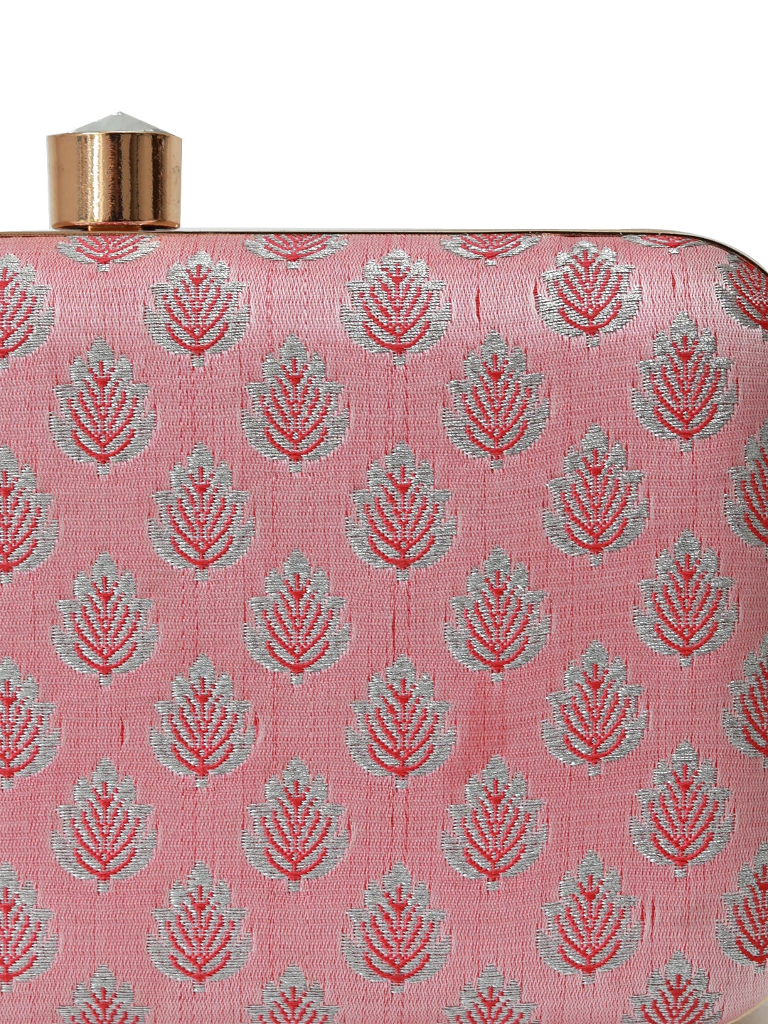 Pink box clutch purse by The Tan Clan featuring a classic rectangular design and elegant pink finish.