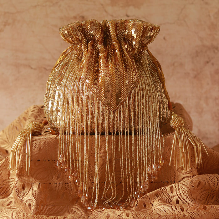 Utsav - Twinkle Gold Potli & Nysa Pink Flap Bag Combo