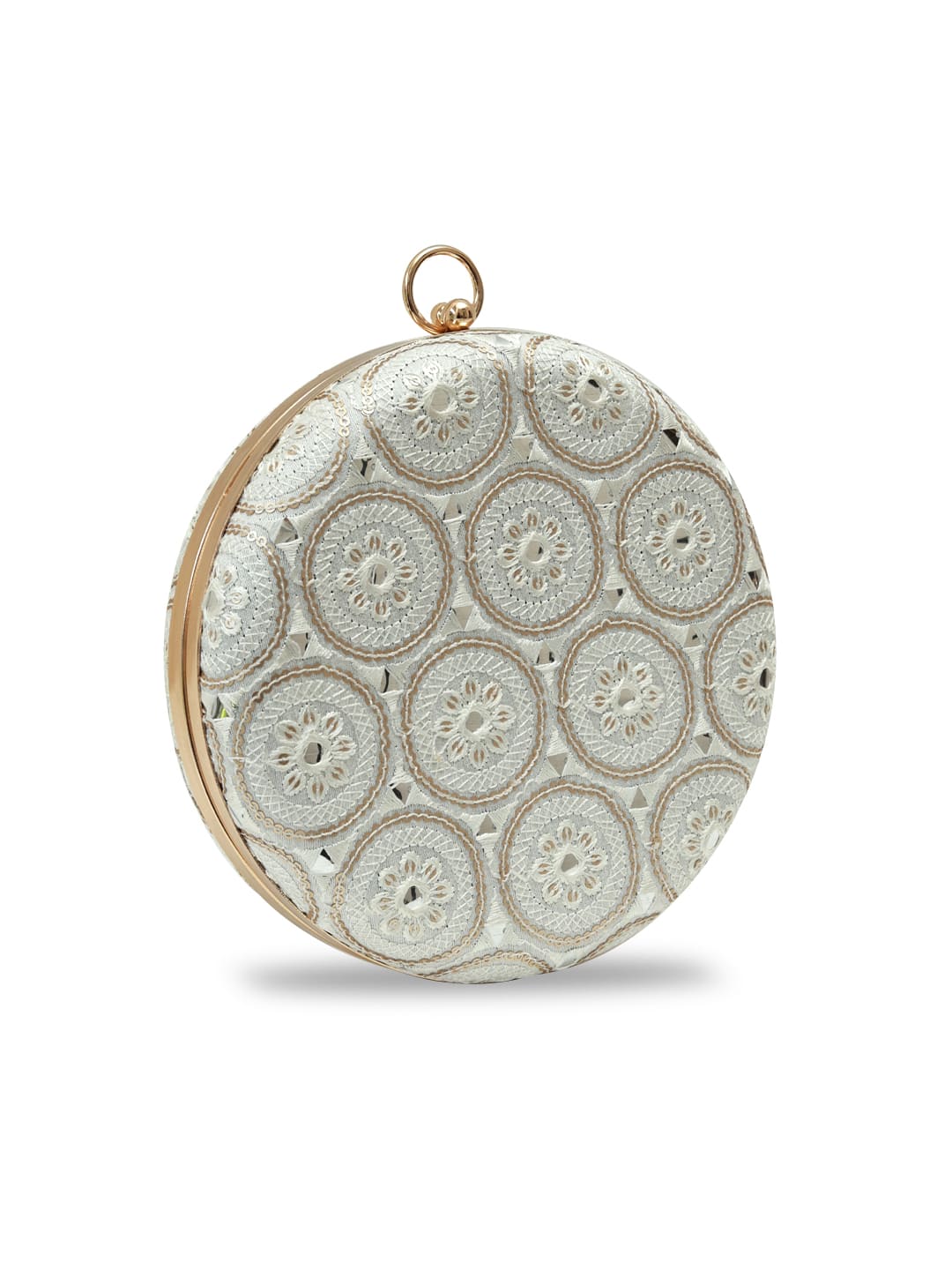 Inaara White Round Clutch
