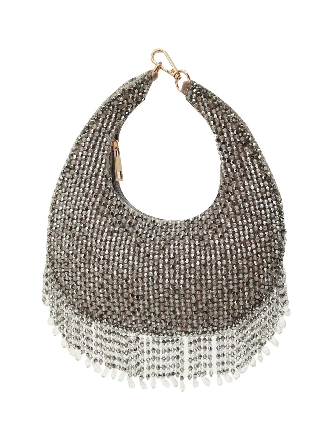 Beaded necklace with a hook clasp on a white background