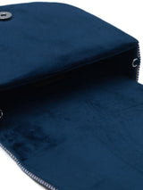 Asma Blue Flap Over Bag with Handle by The Tan Clan, featuring a stylish flap closure and top handle on smooth blue leather.