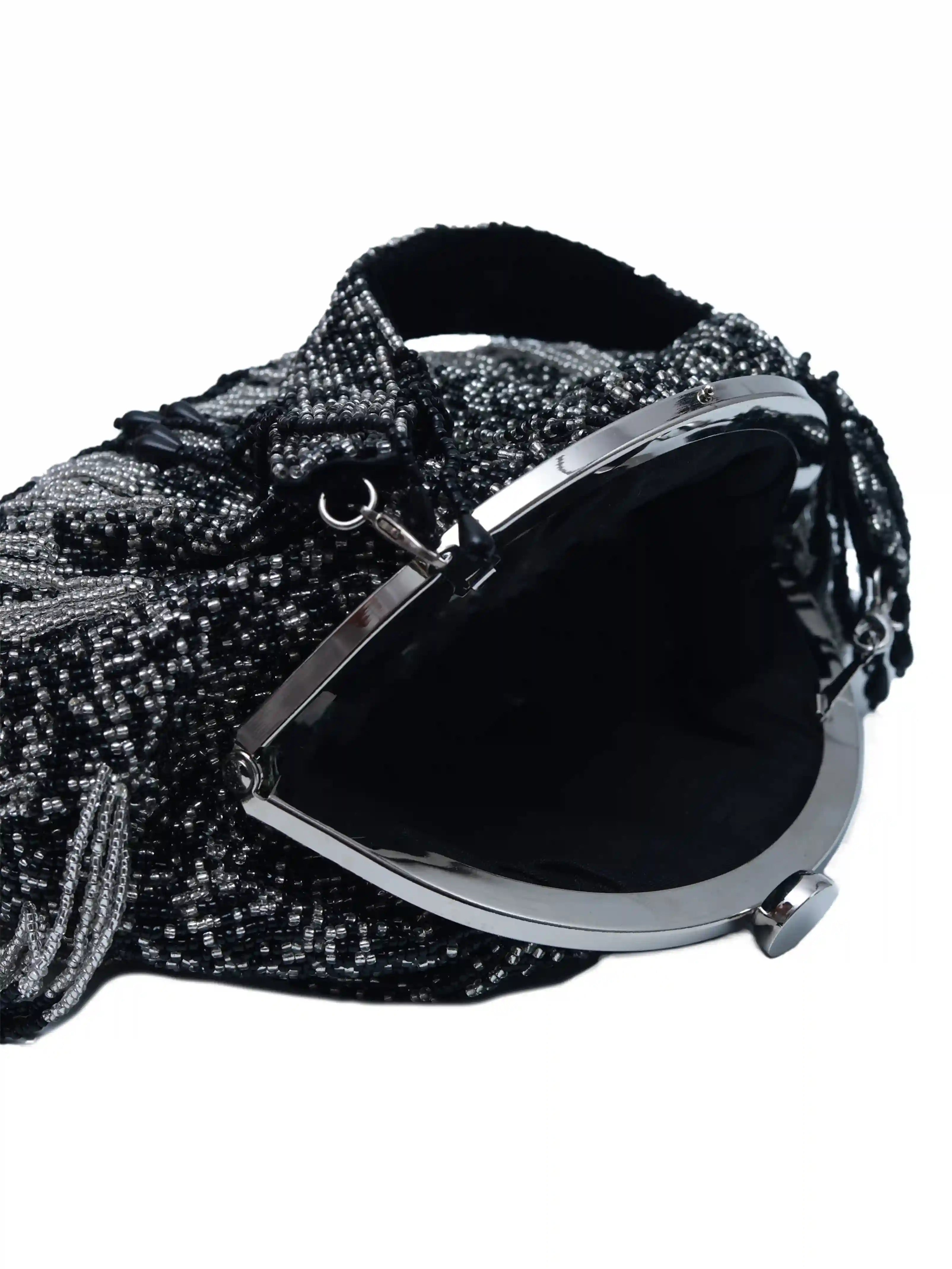 Amour Black Batua Bag with Detachable Handle