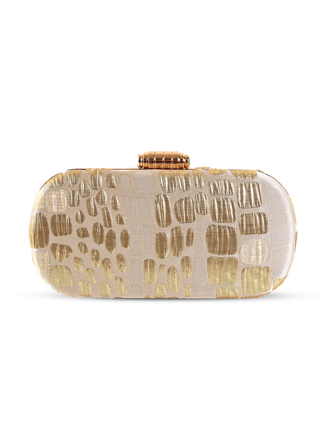 Beige Coral Long Clutch by The Tan Clan, stylish rectangular handbag with textured fabric and slim design for evening use.