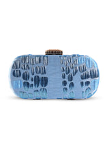Blue coral long clutch bag by The Tan Clan with sleek design and textured surface, perfect for evening or formal occasions.