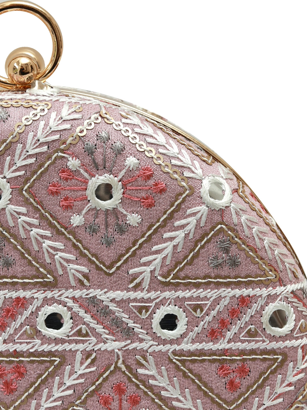 Pink round clutch bag by The Tan Clan with a smooth surface and compact design, perfect for evening or casual outings.