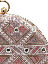 Pink round clutch bag by The Tan Clan with a smooth surface and compact design, perfect for evening or casual outings.