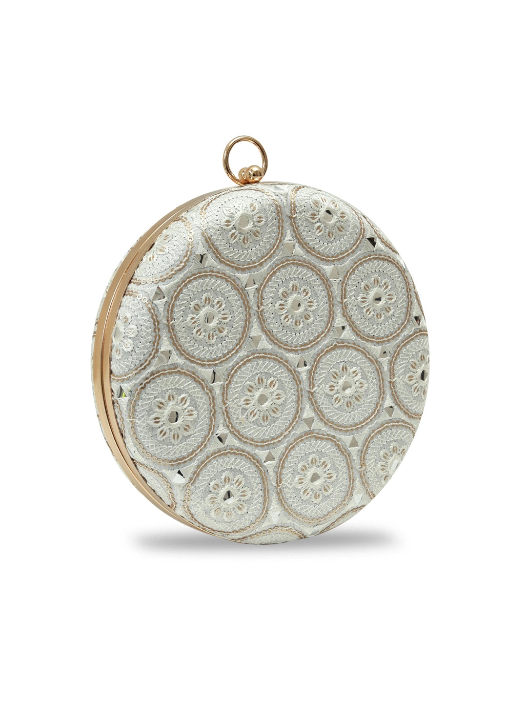 Inaara White Round Clutch
