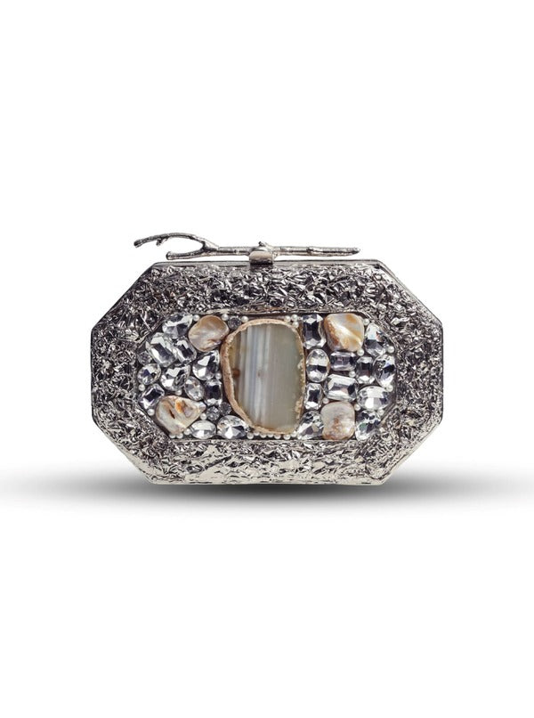Burj Embellished Agate Stone Clutch