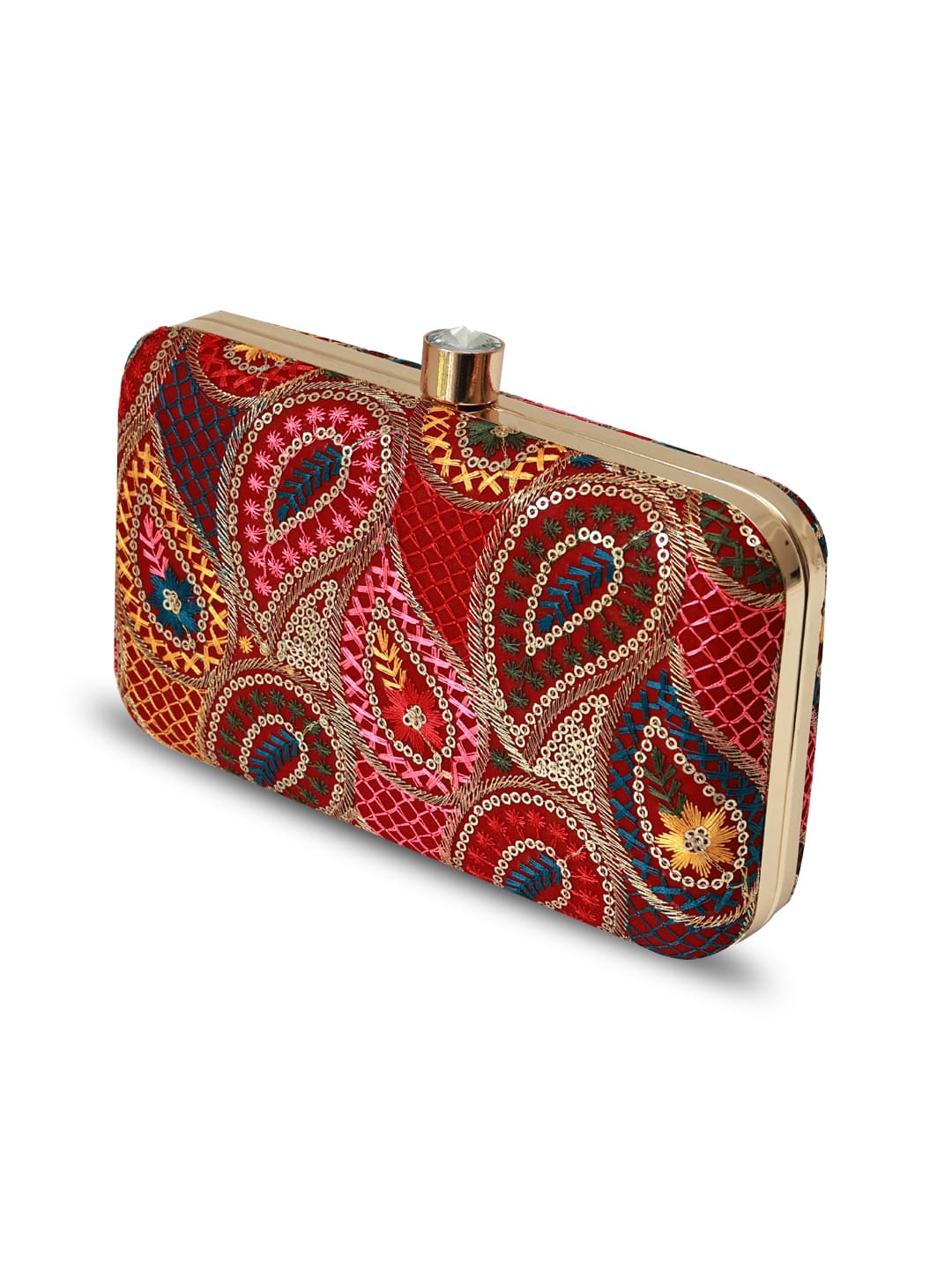 Multicolor Motif Box Clutch