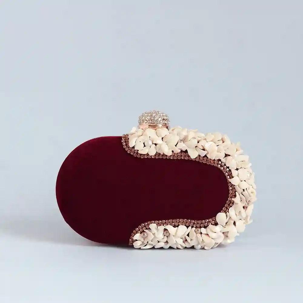 Dariya Sea Shells Hand Embroidered Clutch