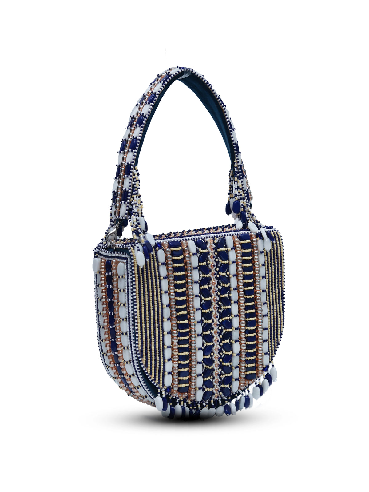 Asma Blue Flap Over Bag with Handle by The Tan Clan, featuring a sleek flap closure and sturdy handle in vibrant blue.