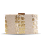 Beige coral clutch bag from The Tan Clan featuring a sleek design and compact size, ideal for evening or casual occasions.
