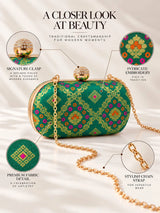 Light green oval clutch bag by THE TAN CLAN, featuring a sleek design and compact size for stylish accessories.