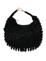 Black drop pearl Batua bag by The Tan Clan featuring traditional design and adorned with elegant pearl embellishments.